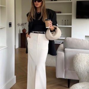 4th & Reckless maxi split front skirt in cream